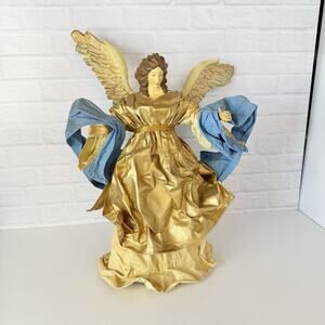 Vintage Paper Mache Angel Tree Topper Cartapesta Christmas Cone Figure 15"